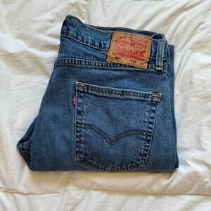 Levis 505 straight leg blue jeans mens 34x32 medium wash casual minimalist